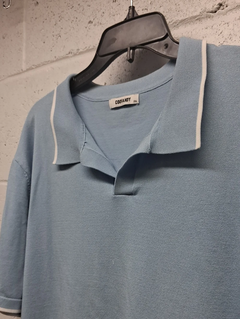 NWOT Mens Coofandy Light Blue Collared Shirt 2XL